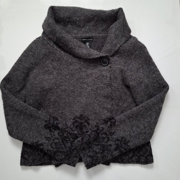 Adrienne Vittadini Grey Wool Blend Shawl/Cardigan Sweater - Picture 1 of 10